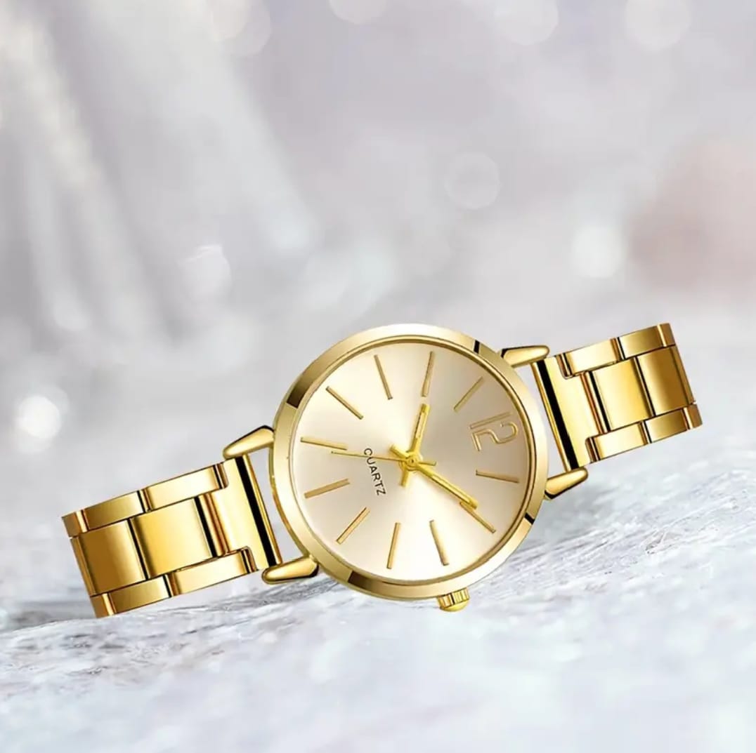 A imported Stylish Six Piece's Set Of Golden Women Quartz watches.